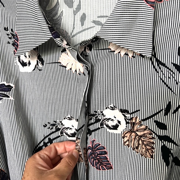 Lafayette 148 Eleni Artisan Bouquet Short-Sleeve Stretch Cotton Midi Dress SizeL - Picture 7 of 14